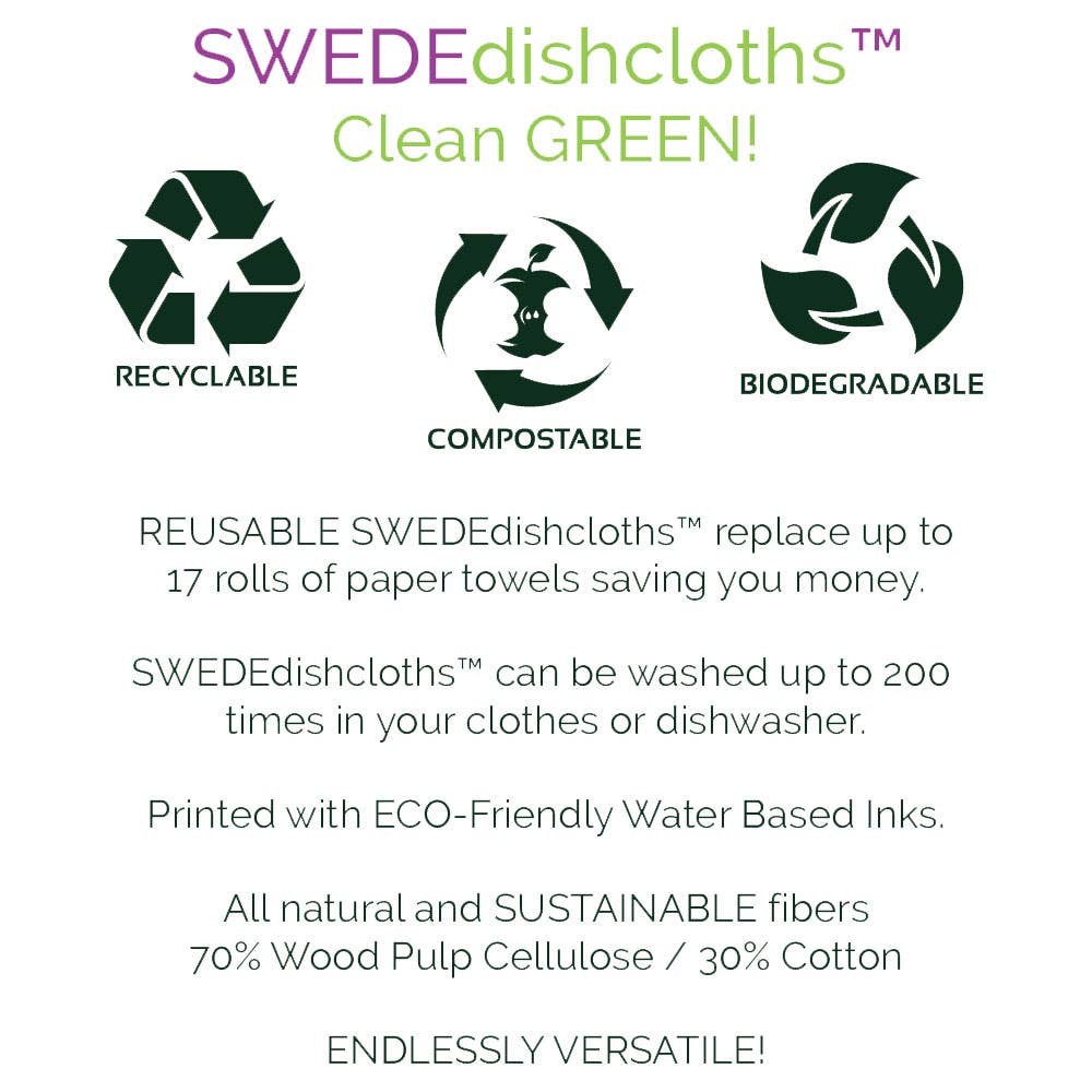 Swedish Dishcloth Food For the Soul Green - Wiggle & Ding