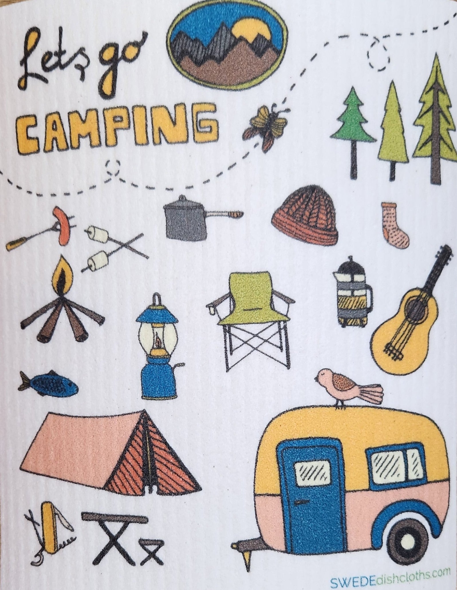 Swedish Dishcloth Let's Go Camping - Wiggle & Ding