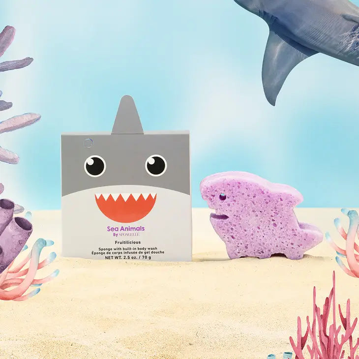 Spongelle Shark KIds Bath Sponge - Wiggle & Ding