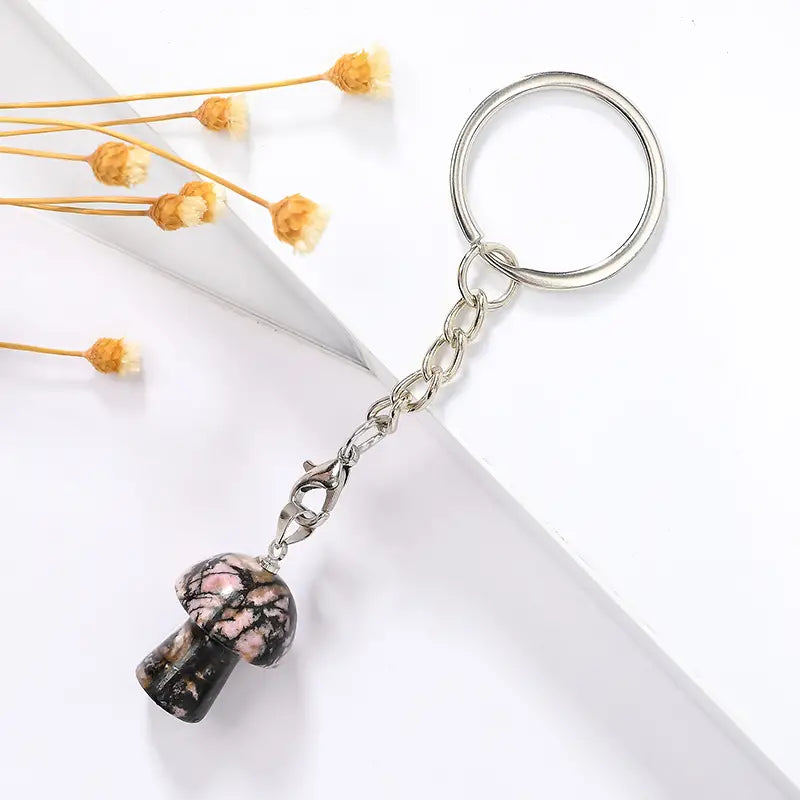 Natural Crystal Mini Mushroom keyring - Wiggle & Ding