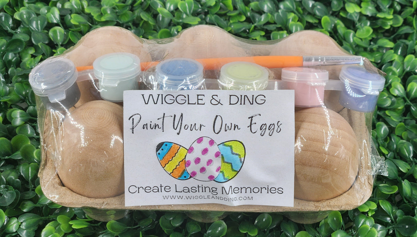 DIY Kid’s Easter Egg Painting Kit / Egg Decorating / Kid’s Art Project Supplies / Montessori Waldorf Toy Gift / Wooden Toys - Wiggle & Ding