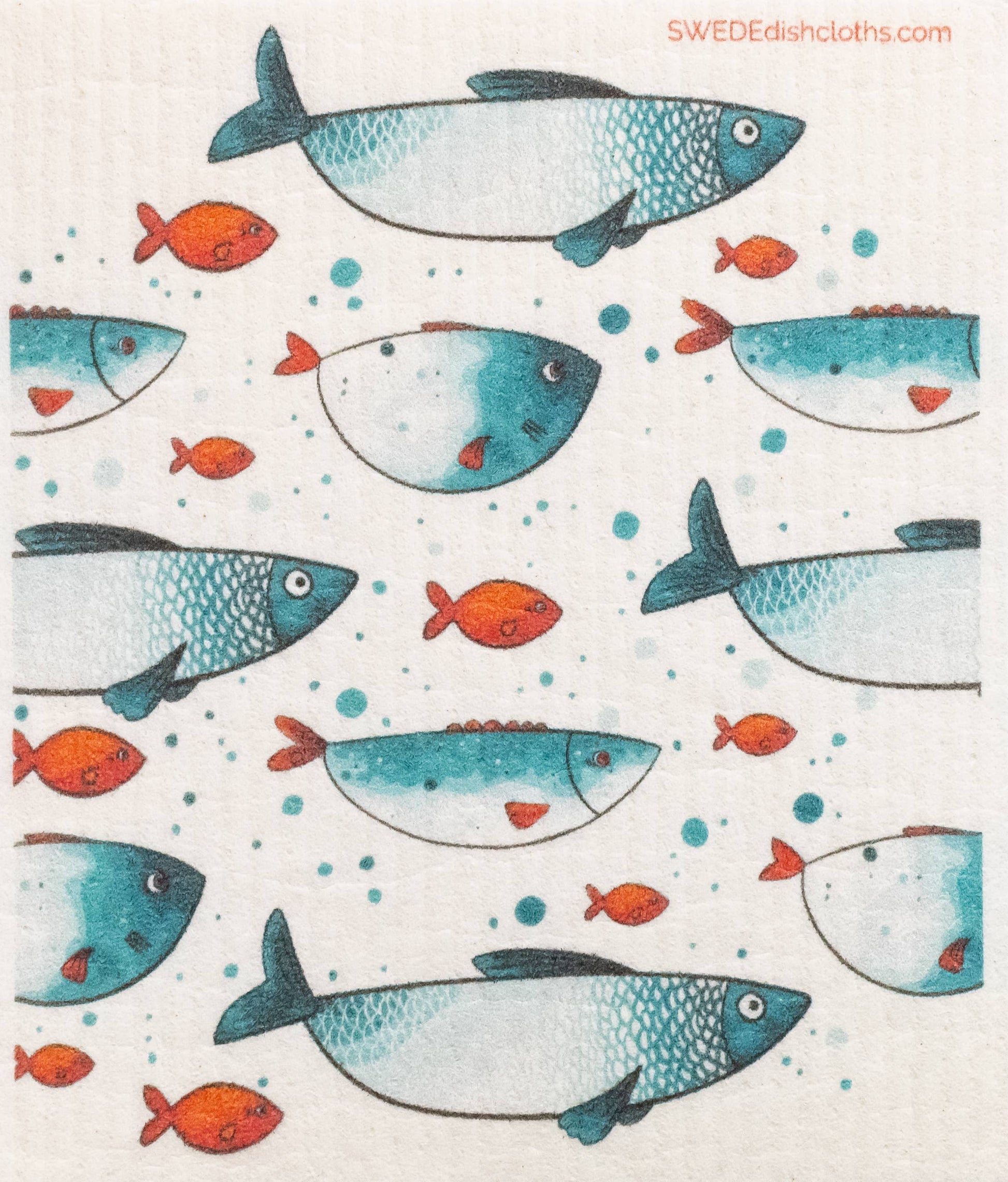 Swedish Dishcloth Blue Fish School - Wiggle & Ding