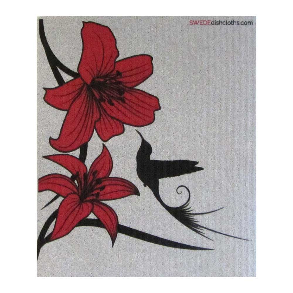 Swedish Dishcloth Lily Hummingbird Spongecloth - Wiggle & Ding