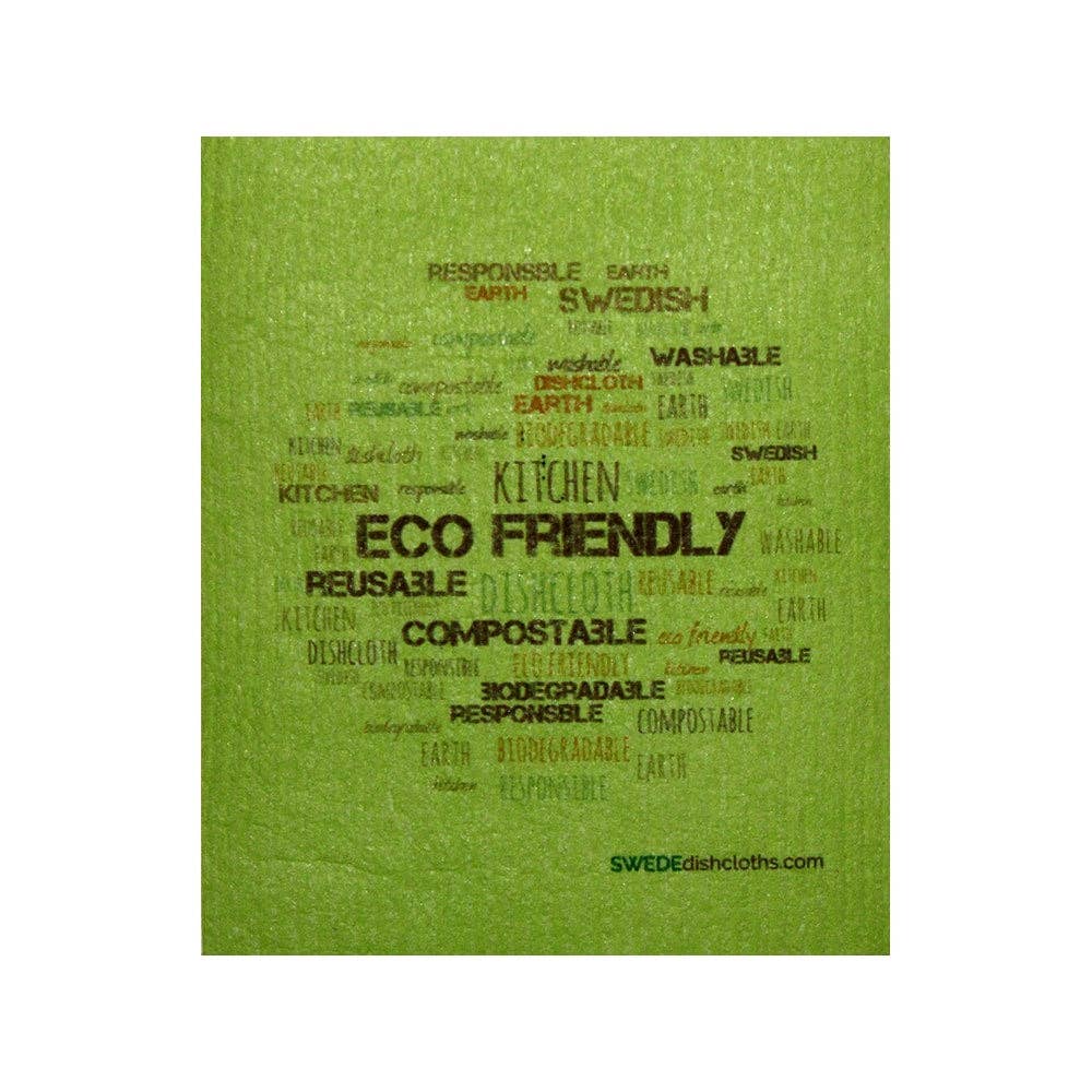 Swedish Dishcloth Wordcloud on Green - Wiggle & Ding