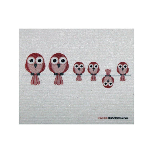 Swedish Dishcloth Redbirds on Wire - Wiggle & Ding